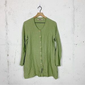 Flax Buttin Front Green Ali in Cardigan Sweater Size Small